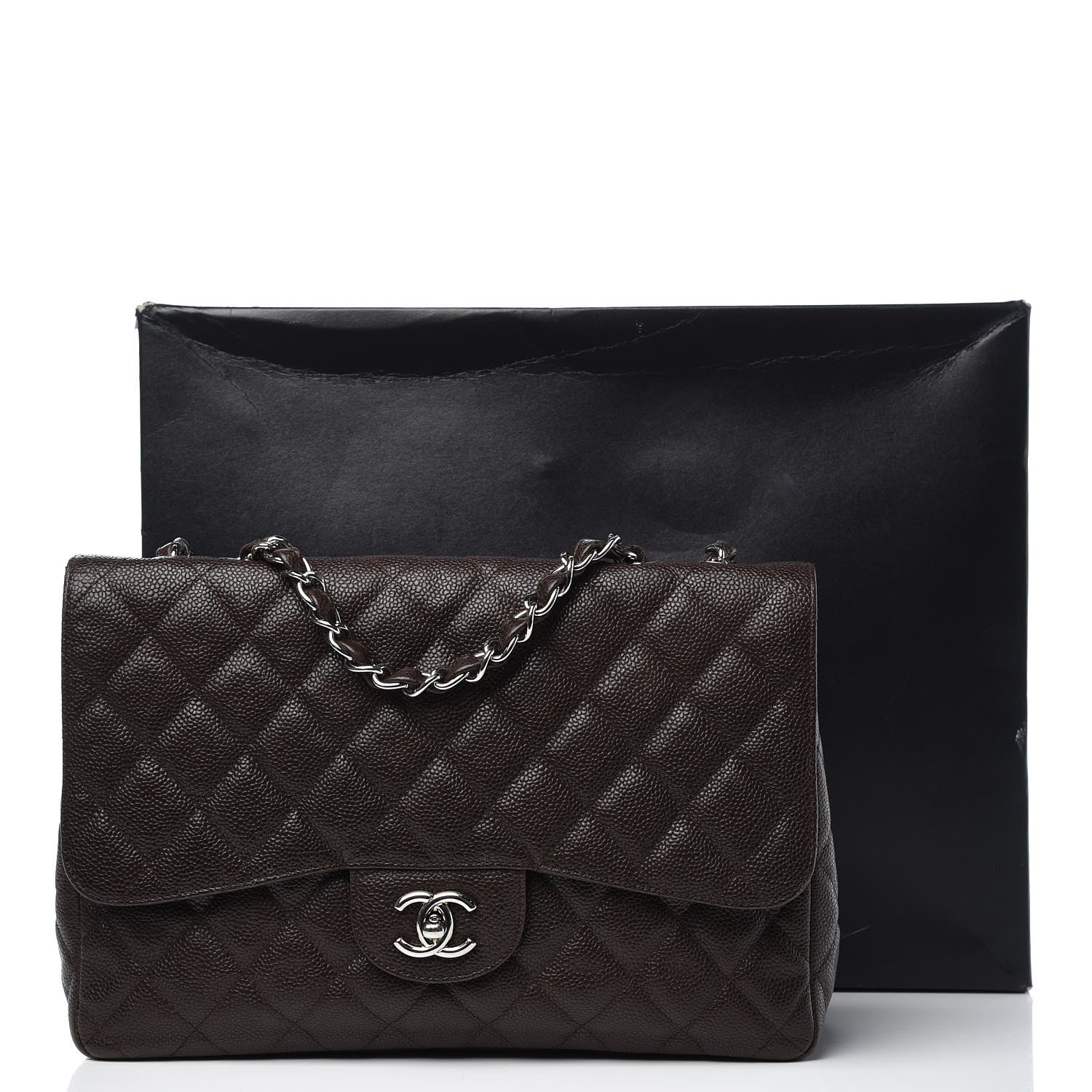 Chanel Caviar Quilted Jumbo Single Flap Dark Brown 13 of 13