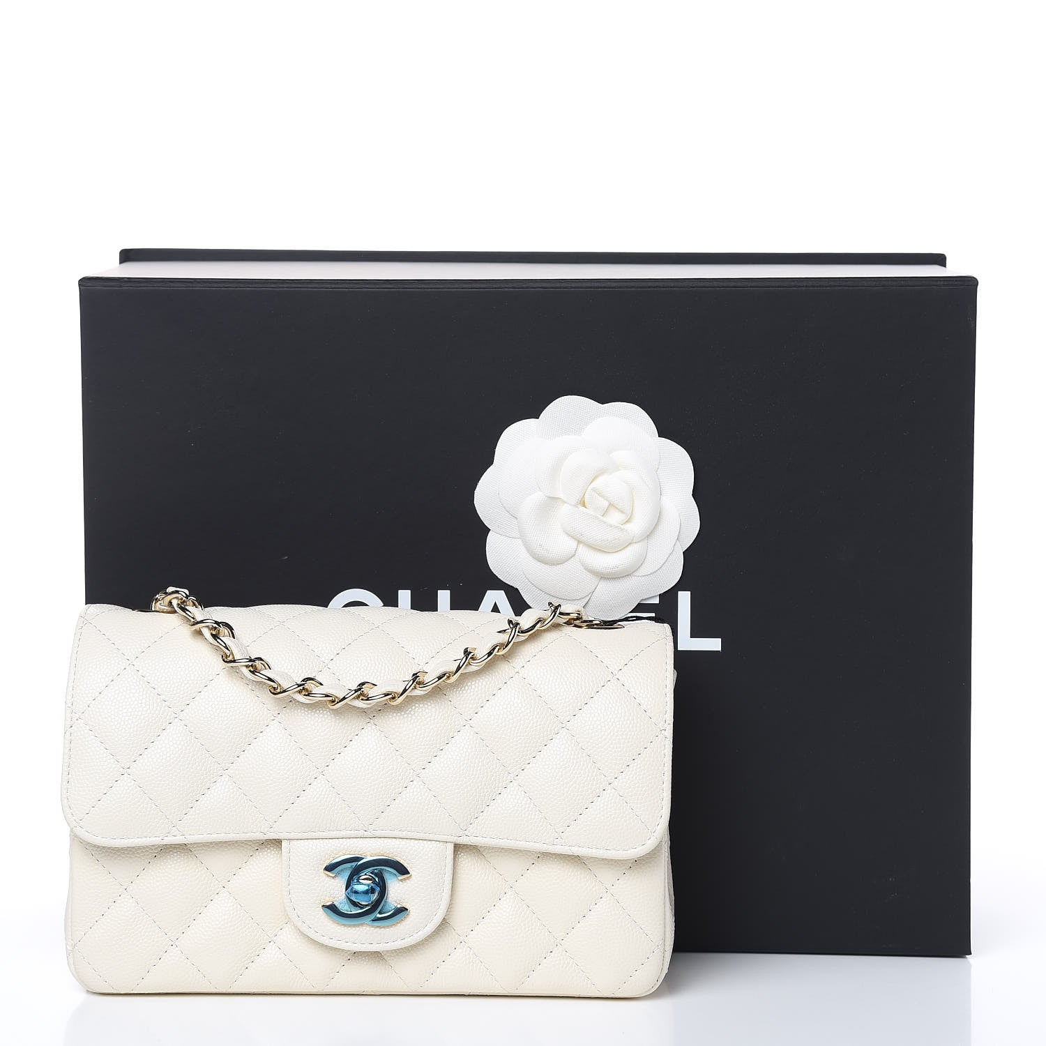 Chanel Caviar Quilted Mini Rectangular Flap White 10 of 10