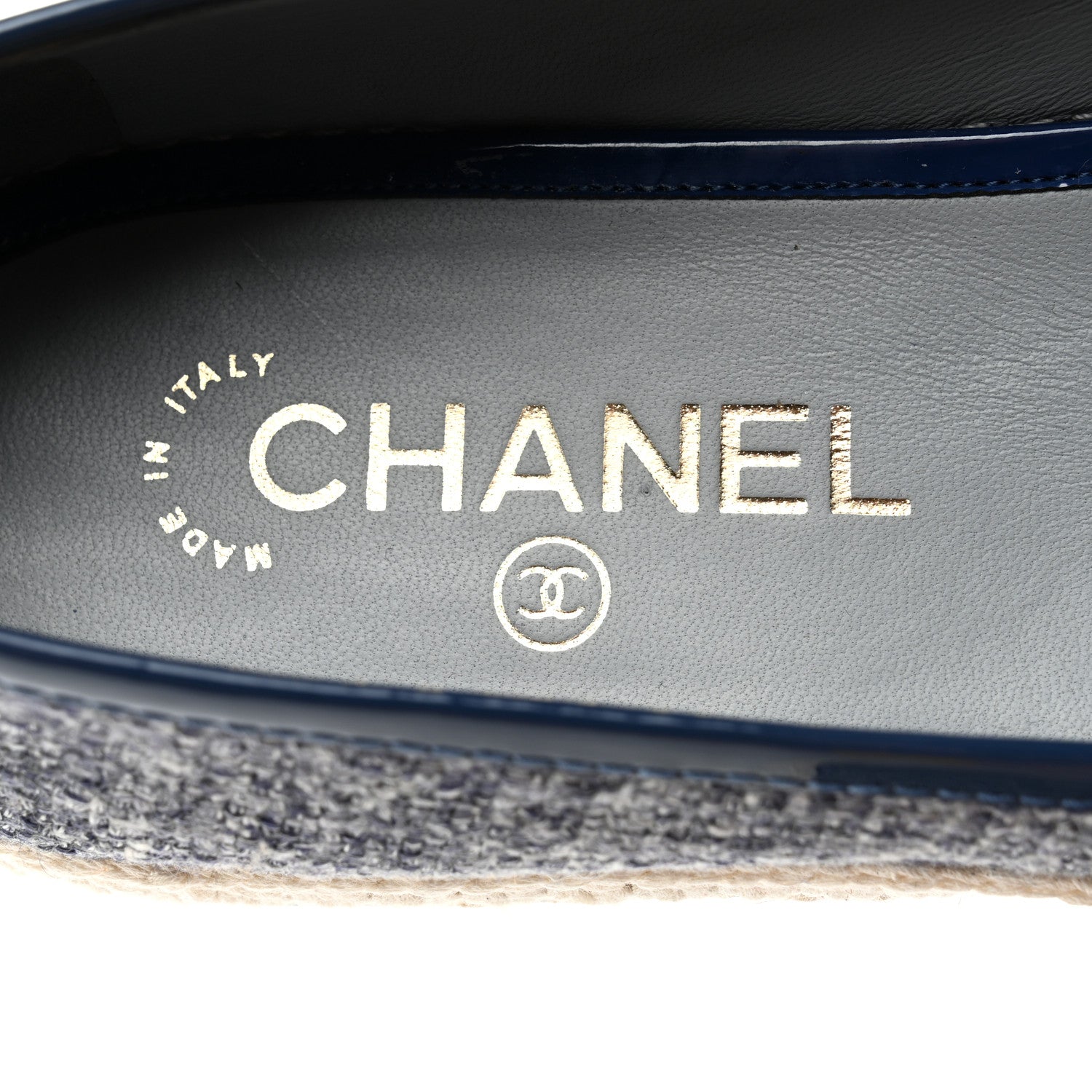 Chanel Fabric Patent Calfskin CC Espadrilles 39 Blue 7 of 8