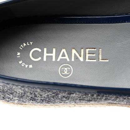 Chanel Fabric Patent Calfskin CC Espadrilles 39 Blue 7 of 8