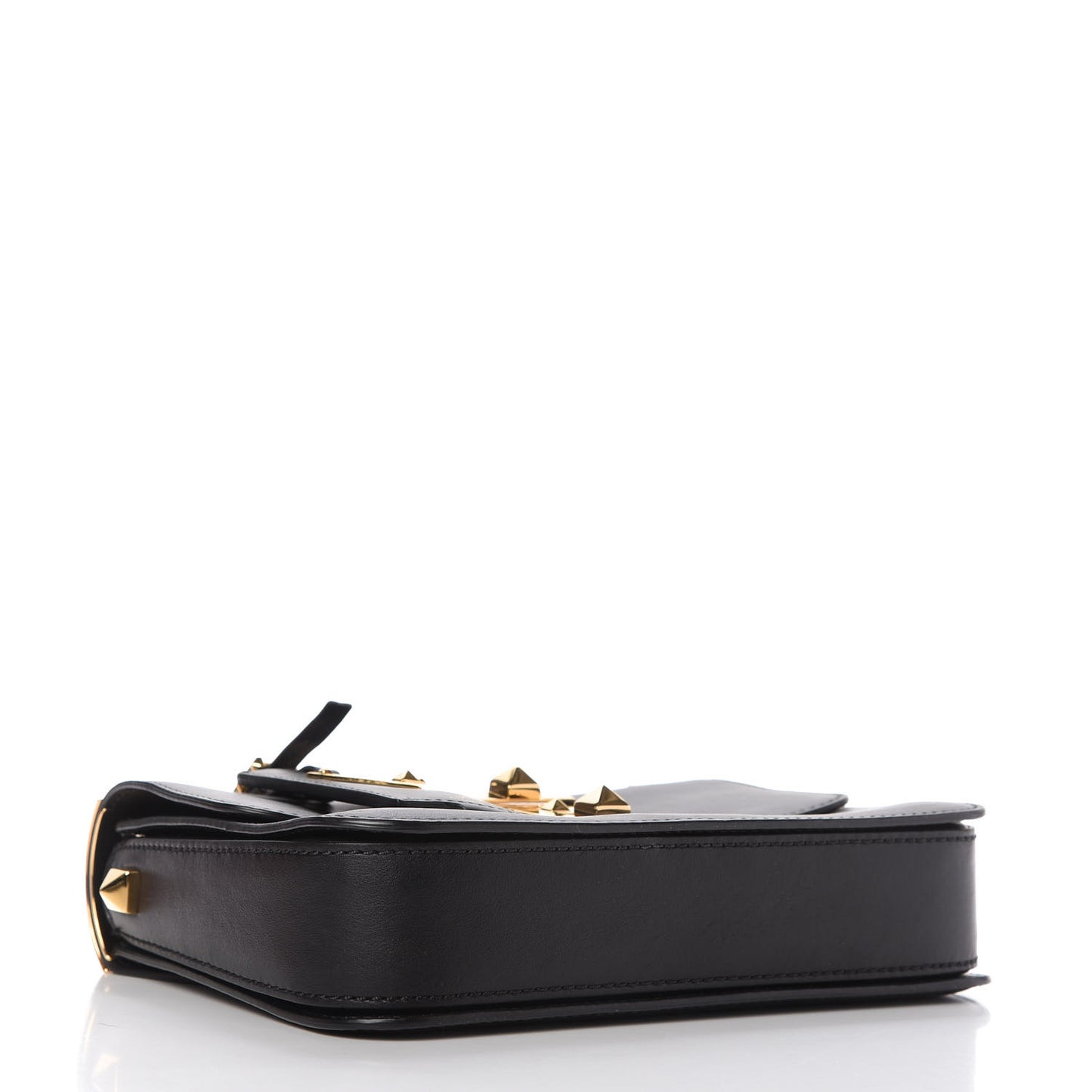 Grained Calfskin B-Rockstud Flap Black