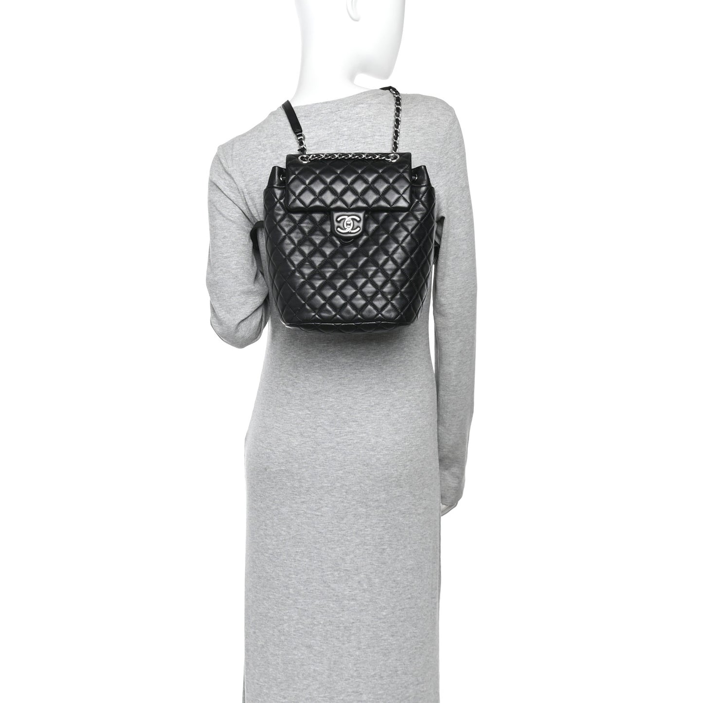 Lambskin Quilted Small Urban Spirit Backpack Black