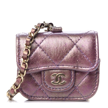 Chanel Iridescent Lambskin Quilted Airpods Pro Case Purple 1 of 7