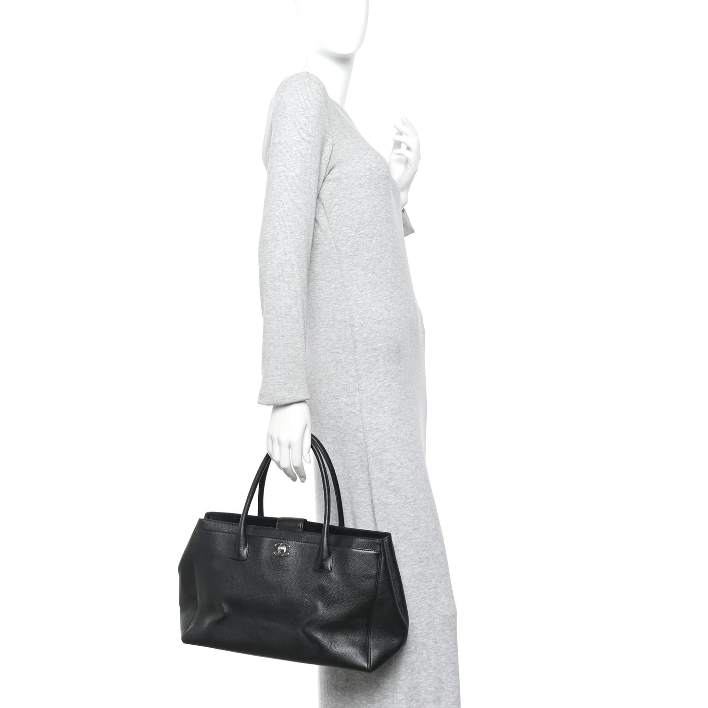 Calfskin Cerf Executive Shopper Tote Black