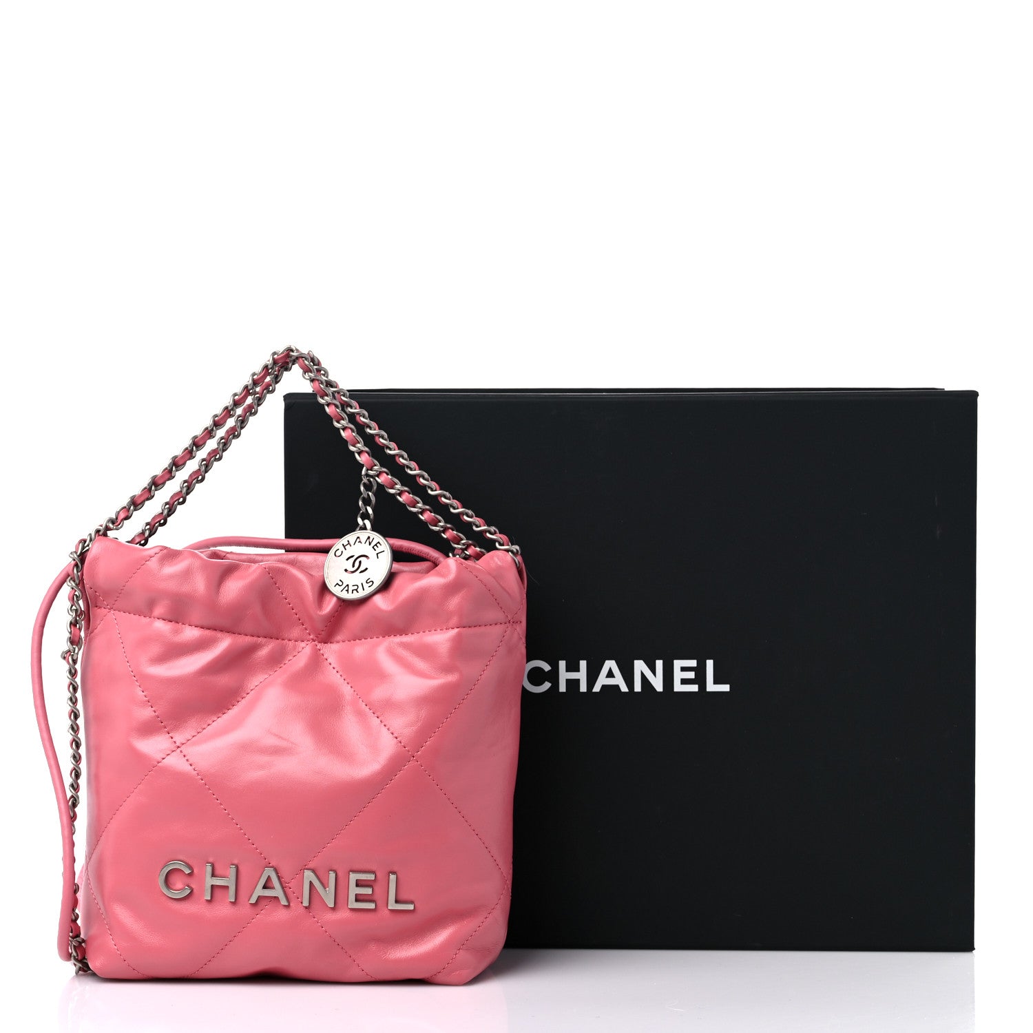 Chanel Shiny Calfskin Quilted Mini Chanel 22 Pink 10 of 10