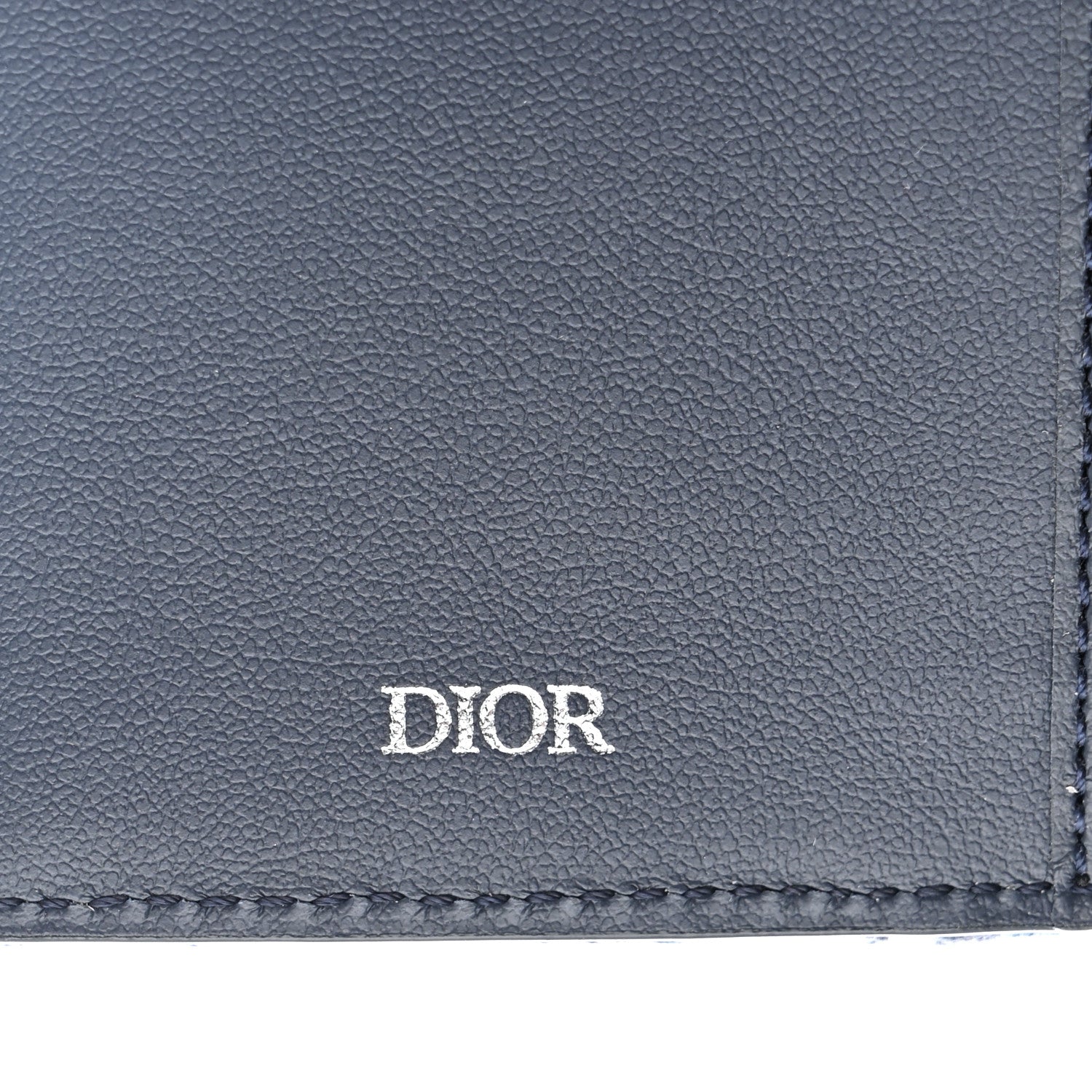 Christian Dior Grained Calfskin Oblique Saddle Bifold Card Holder Blue 6 of 8