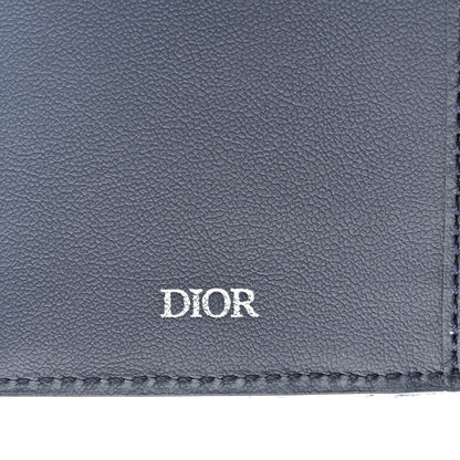 Christian Dior Grained Calfskin Oblique Saddle Bifold Card Holder Blue 6 of 8