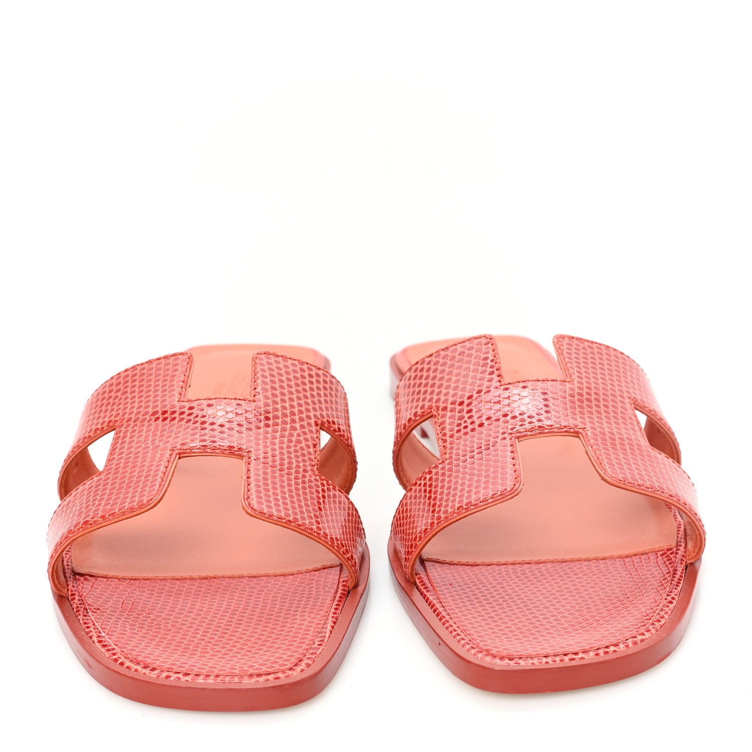 Hermes Lizard Oran Sandals 37 Rouge Coccinel 7 of 10