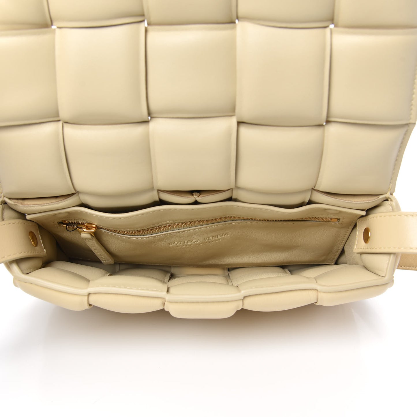 Nappa Maxi Intreccio Padded Cassette Crossbody Bag Porridge