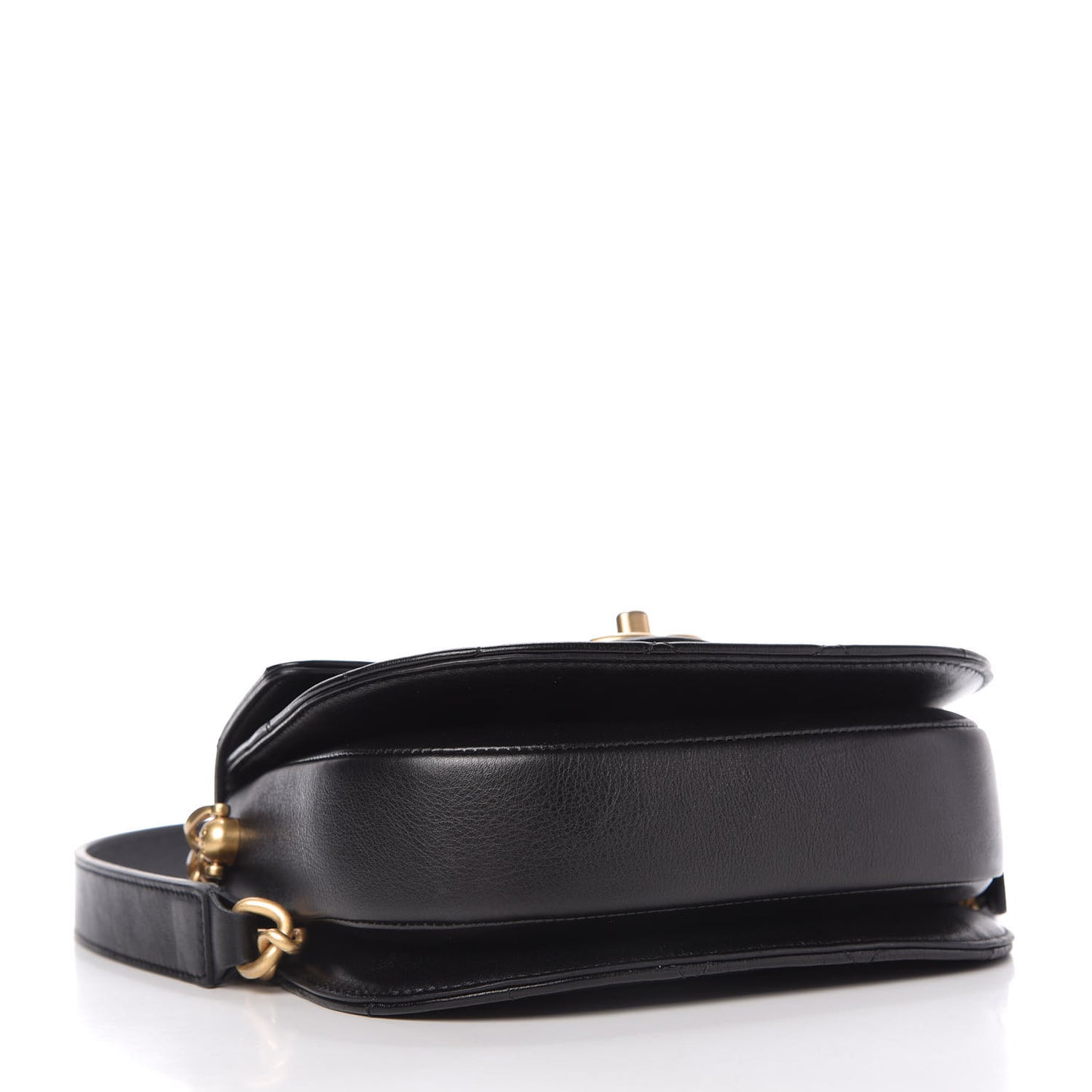 Calfskin Quilted Moon Messenger Black