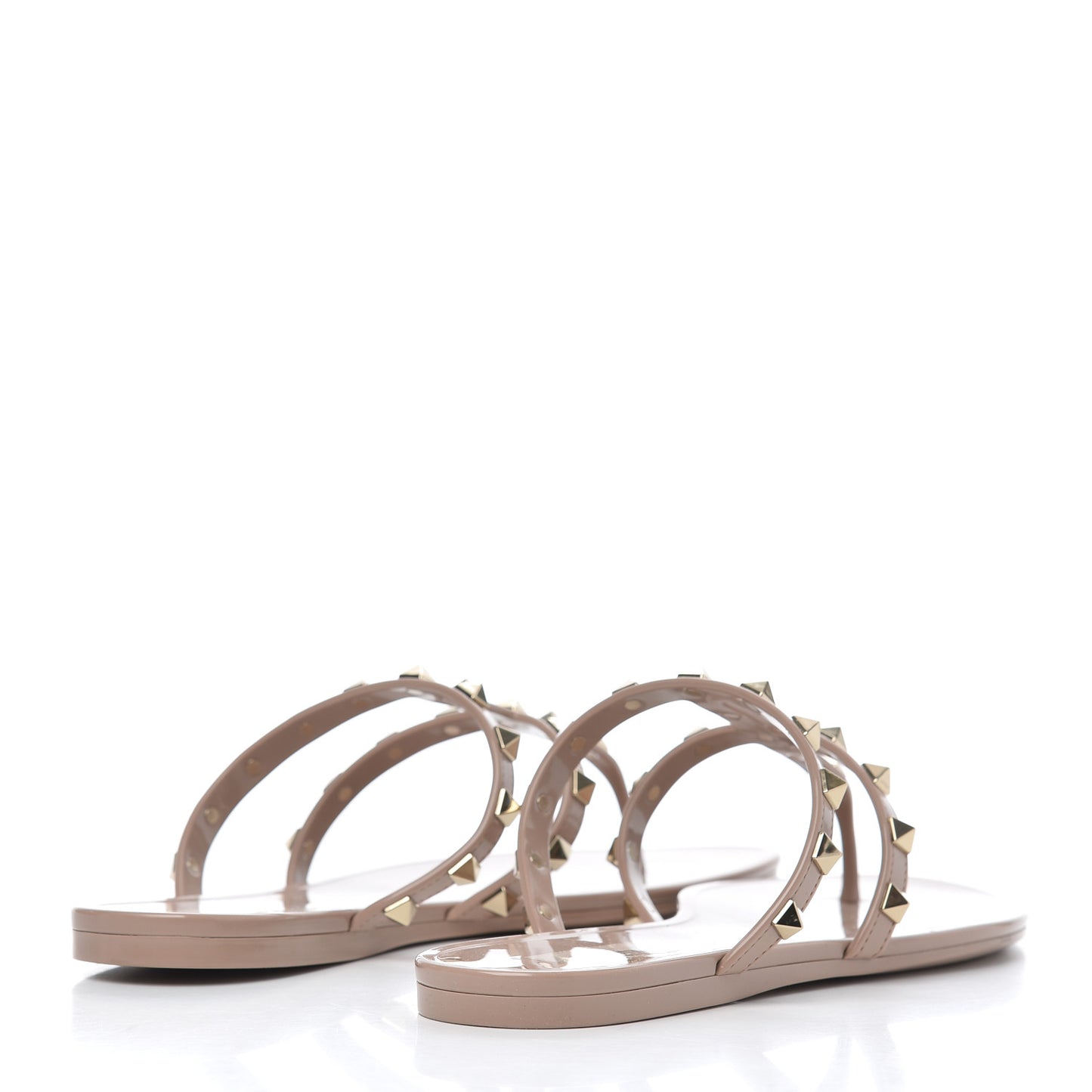 PVC Jelly Rockstud Caged Flat Thong Sandals 38 Poudre