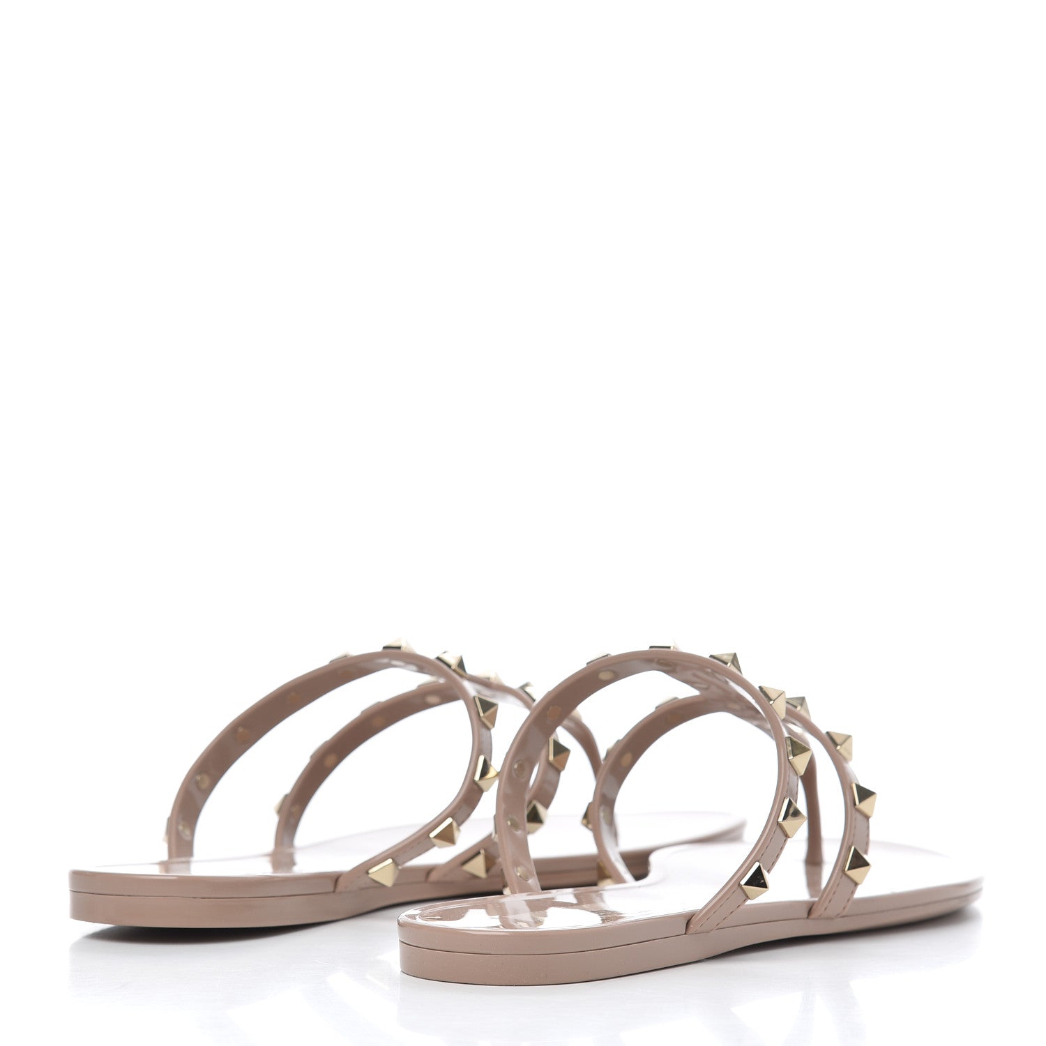 Valentino Garavani PVC Jelly Rockstud Caged Flat Thong Sandals 38 Poudre 4 of 11