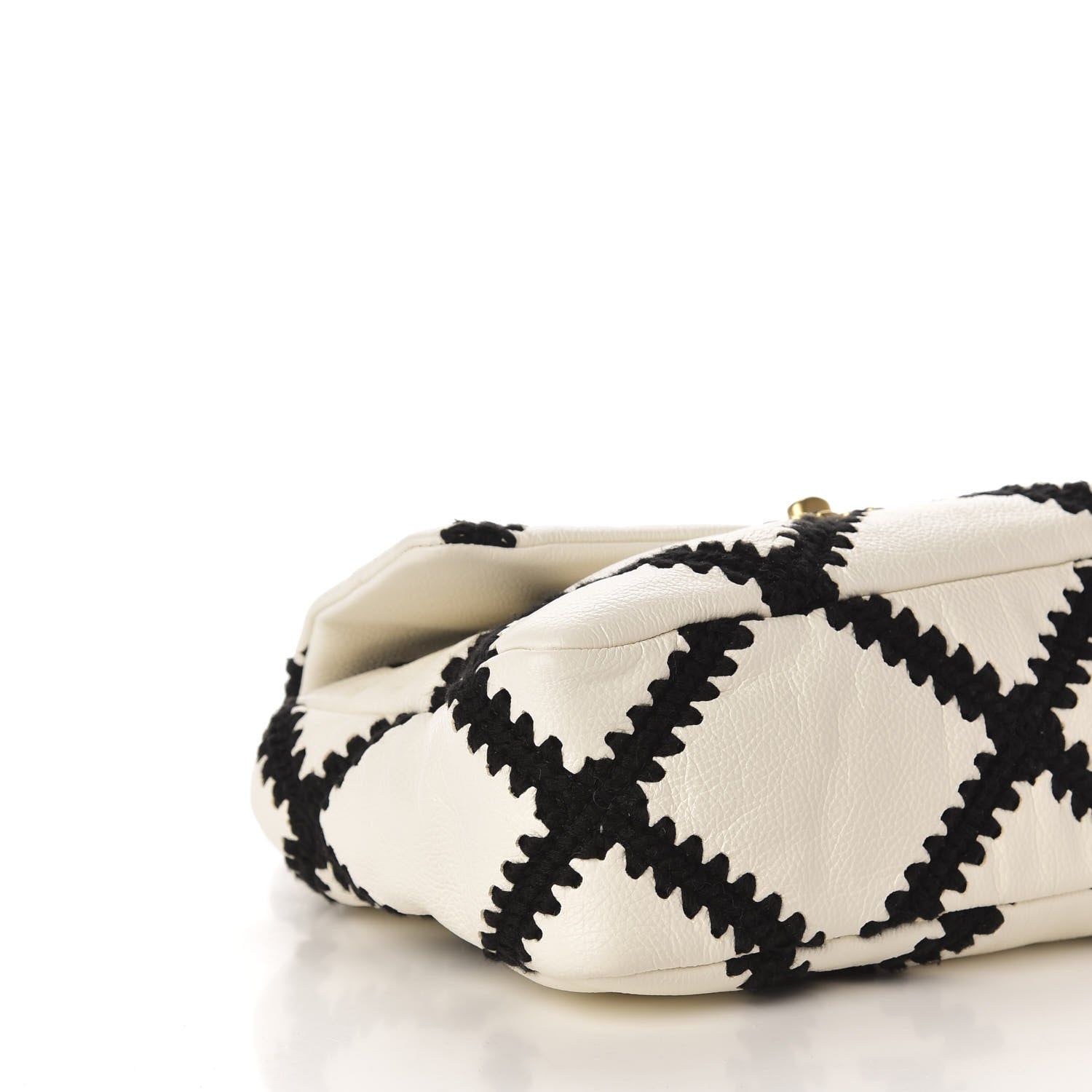 Chanel Calfskin Crochet Medium 19 Flap White Black 8 of 10