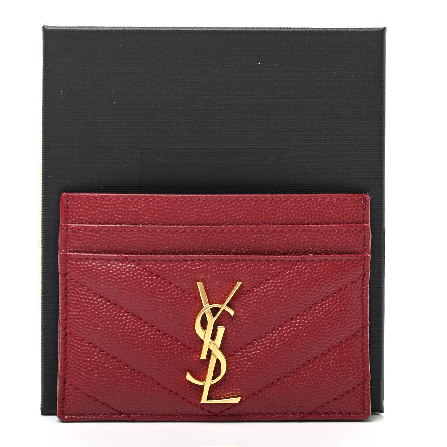 Grain De Poudre Matelasse Chevron Monogram Credit Card Case Opyum Red