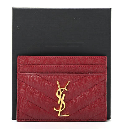 Saint Laurent Grain De Poudre Matelasse Chevron Monogram Credit Card Case Opyum Red 7 of 7