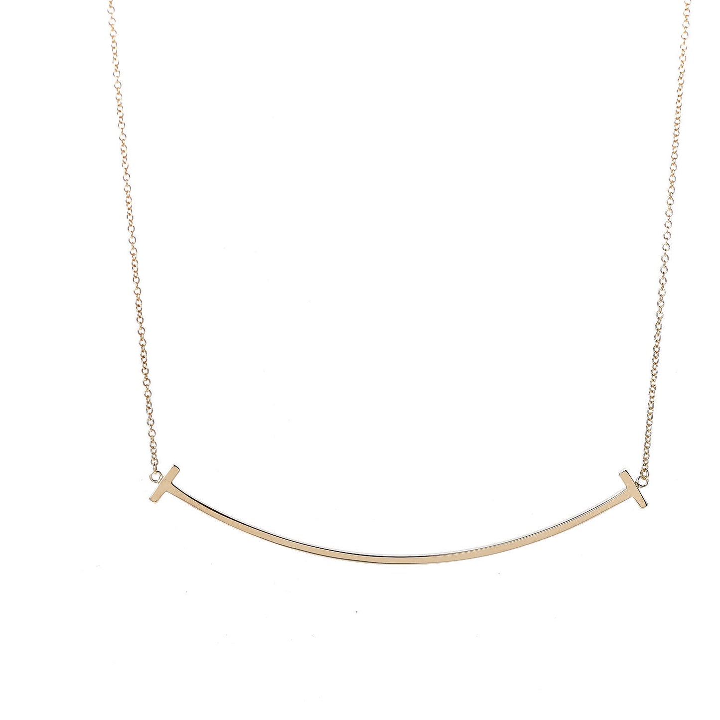 18K Yellow Gold Large T Smile Pendant Necklace
