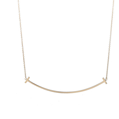 Tiffany 18K Yellow Gold Large T Smile Pendant Necklace 4 of 7