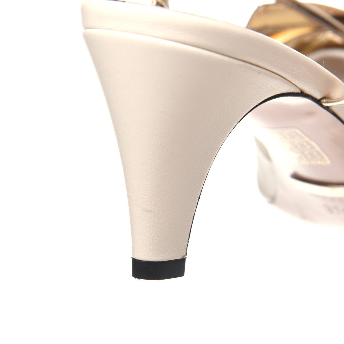Nappa Metallic Bow Daphne Mid Heel Sandals 37.5 Vintage White Platino