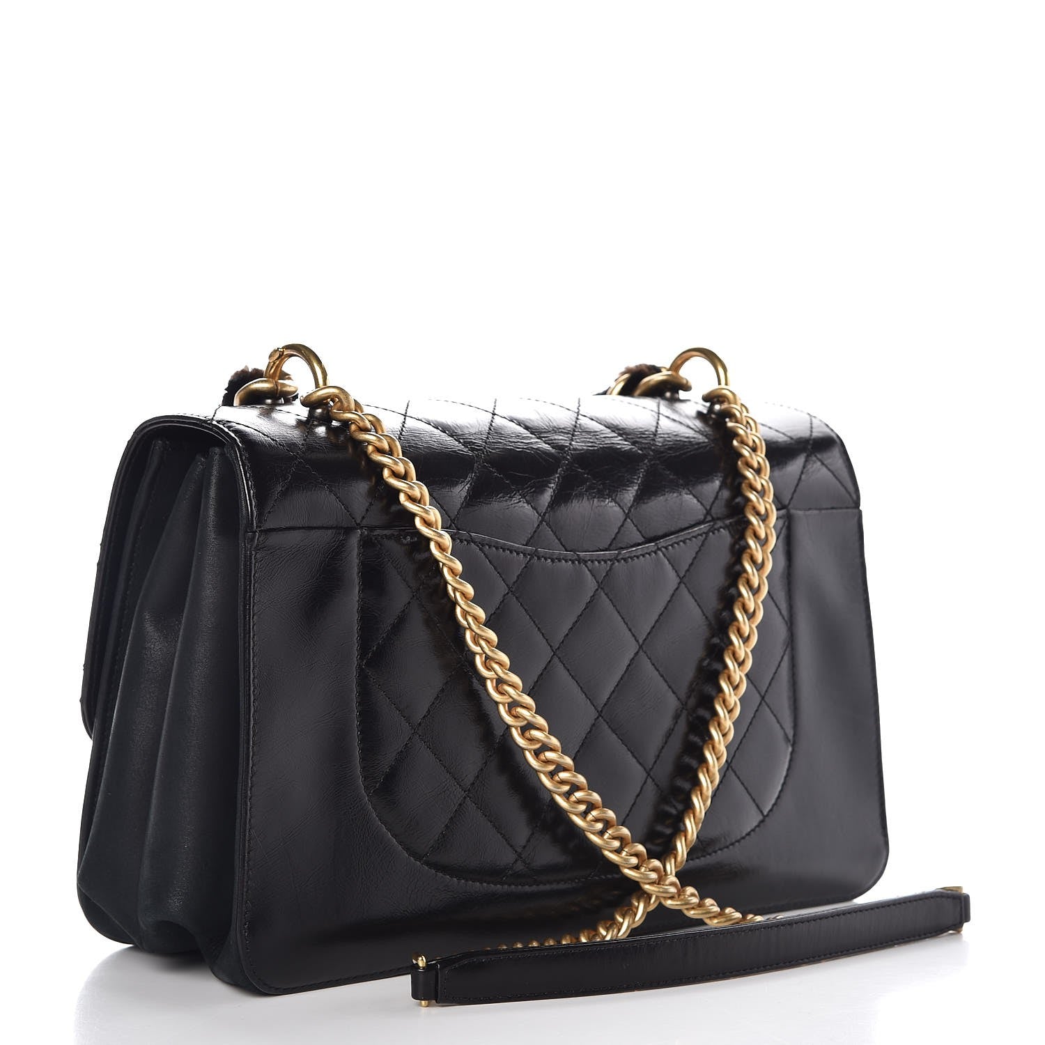 Chanel Iridescent Calfskin Quilted Straight Lined Flap Black 3 of 8