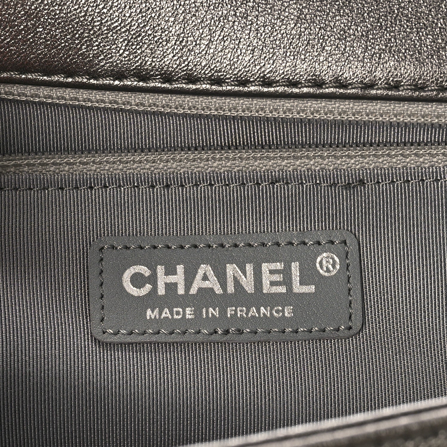 Chanel Metallic Lambskin Perforated New Medium Boy Flap Dark Silver 7 of 12