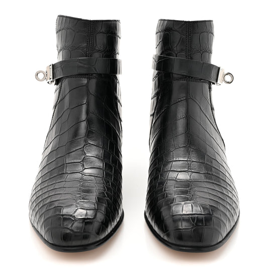 Matte Niloticus Crocodile Neo Low Boots 37 Black