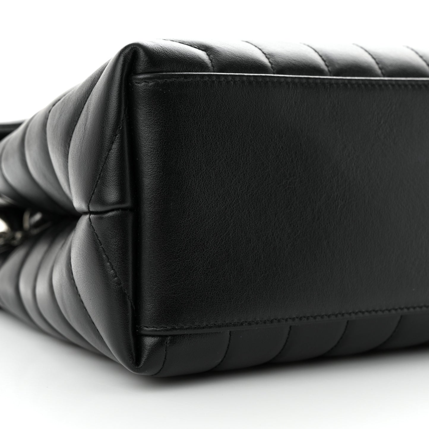 Calfskin Y Quilted Monogram Medium Loulou Chain Satchel Black