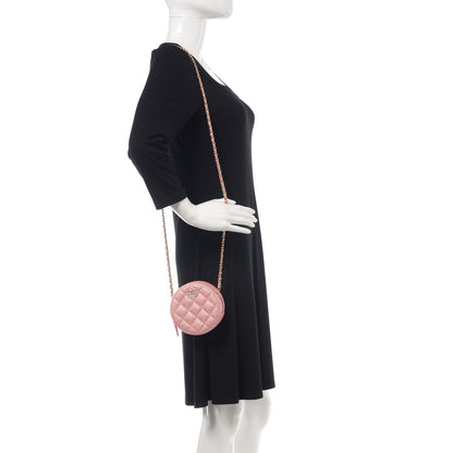 Chanel Iridescent Caviar Quilted Round Clutch With Chain Pink 2 of 9