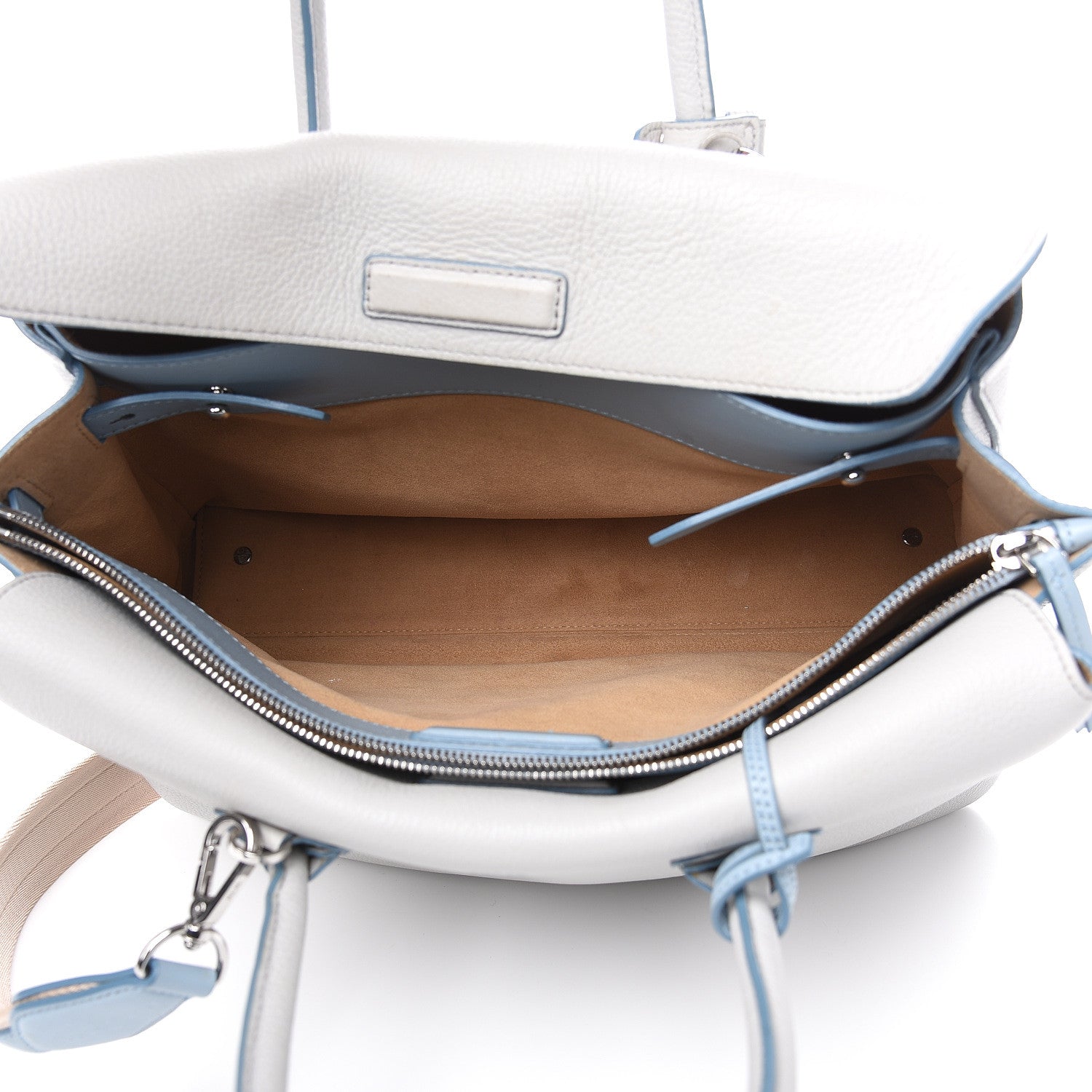 MCM Grained Calfskin Large Milla Tote Whisper Grey 4 of 17