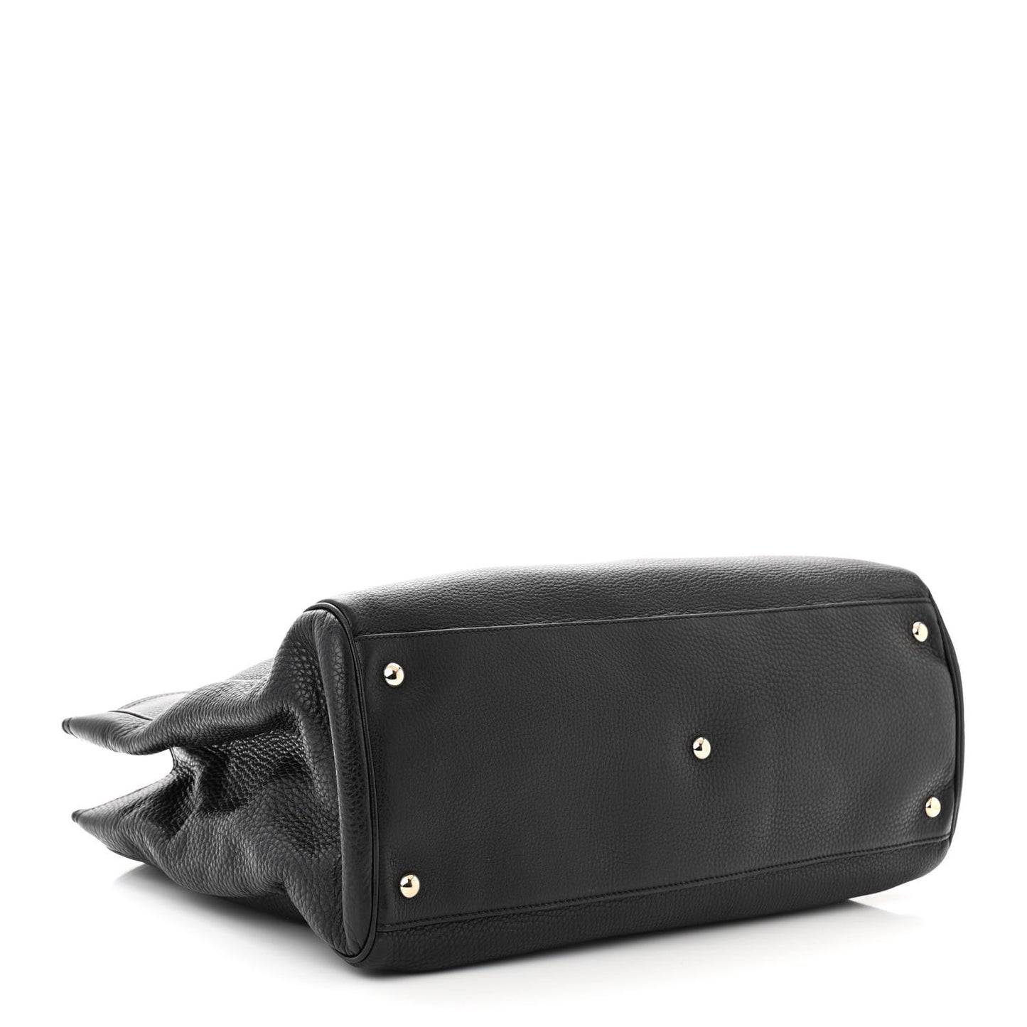 Pebbled Calfskin Large Bamboo Shopper Tote Black Black