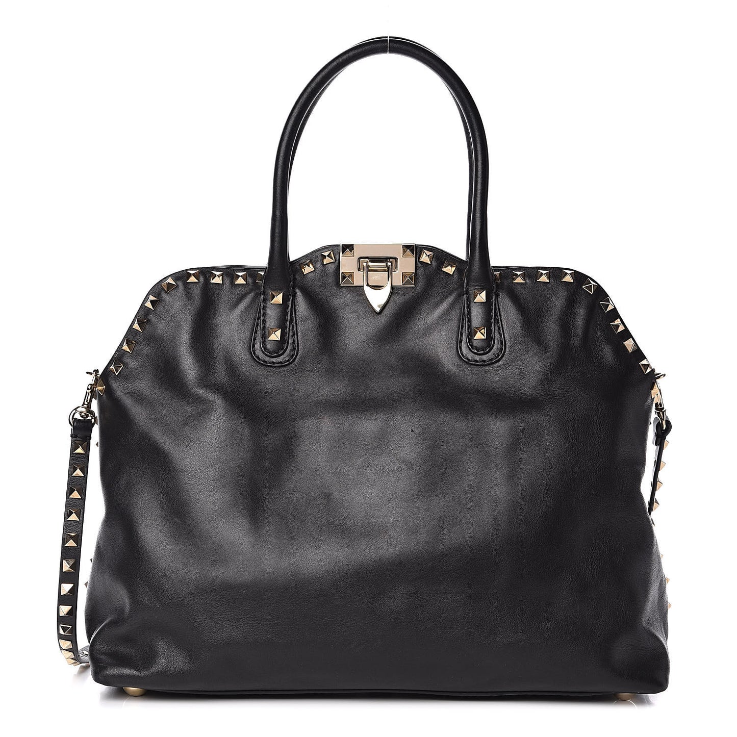 Vitello Rockstud Dome Satchel Black