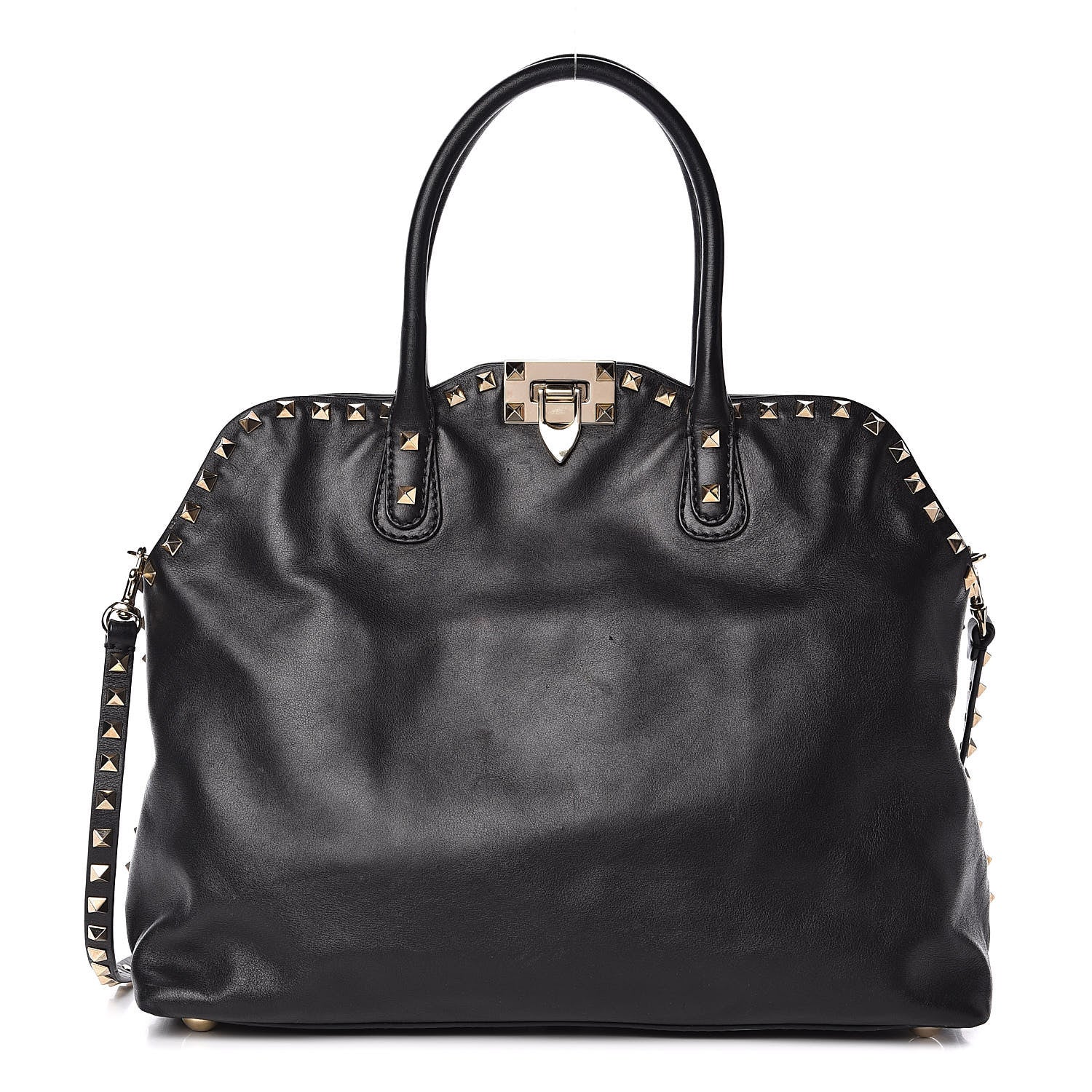 Valentino Garavani Vitello Rockstud Dome Satchel Black 1 of 18