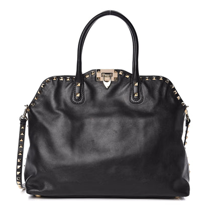 Valentino Garavani Vitello Rockstud Dome Satchel Black 1 of 18