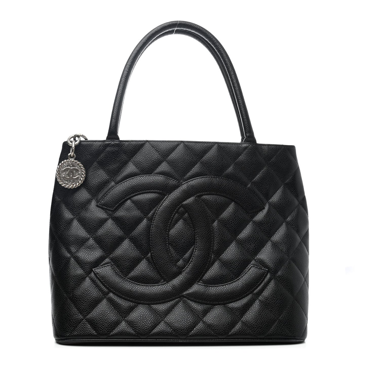 Caviar Quilted Medallion Tote Black