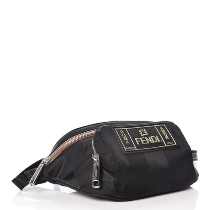 Fendi Nylon Vitello Century Pequin Logo Plate Pocket Belt Bag Black 4 of 7