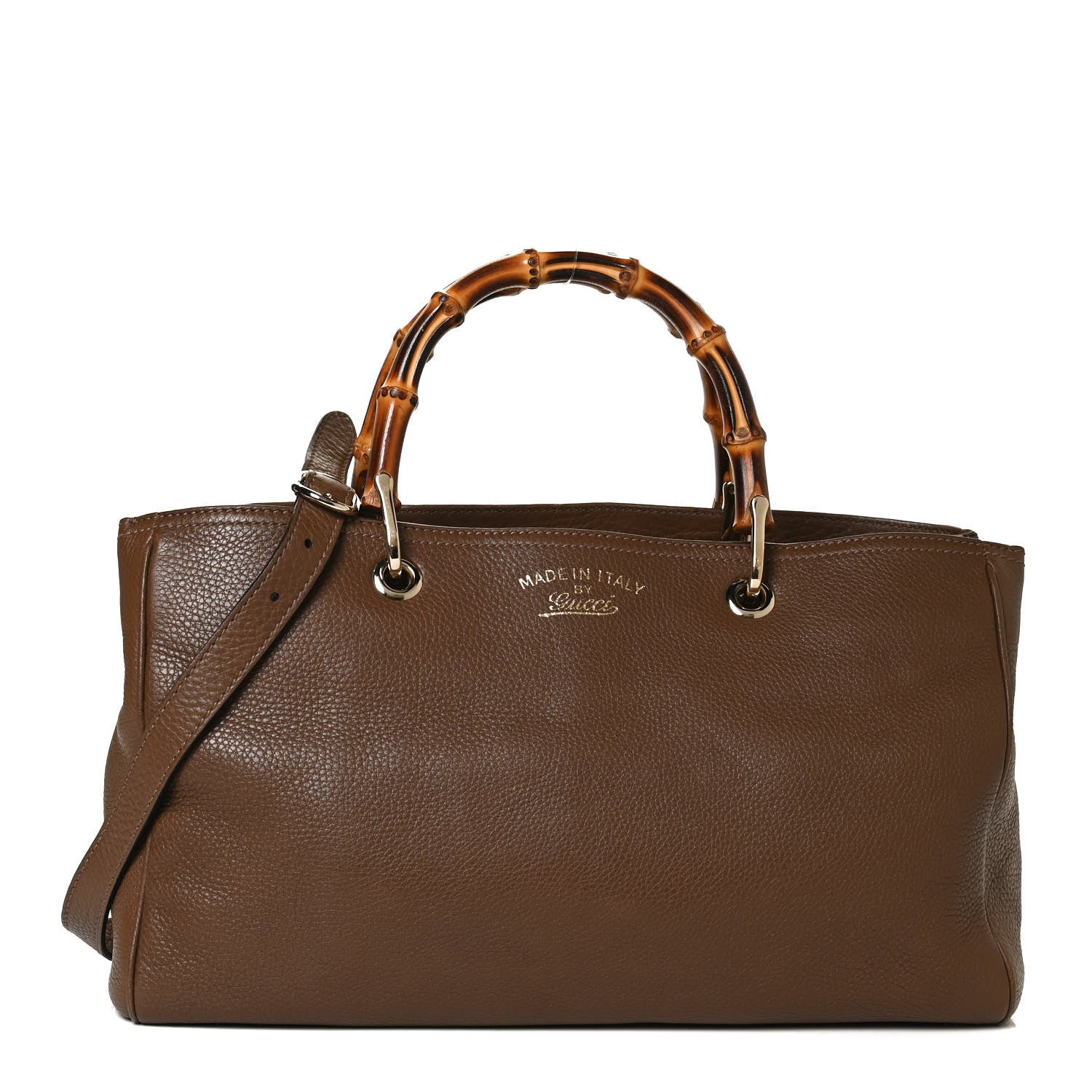 Gucci Pebbled Calfskin Medium Bamboo Shopper Tote Acero 1 of 13