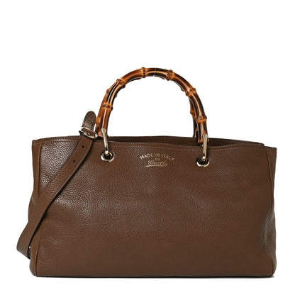 Gucci Pebbled Calfskin Medium Bamboo Shopper Tote Acero 1 of 13