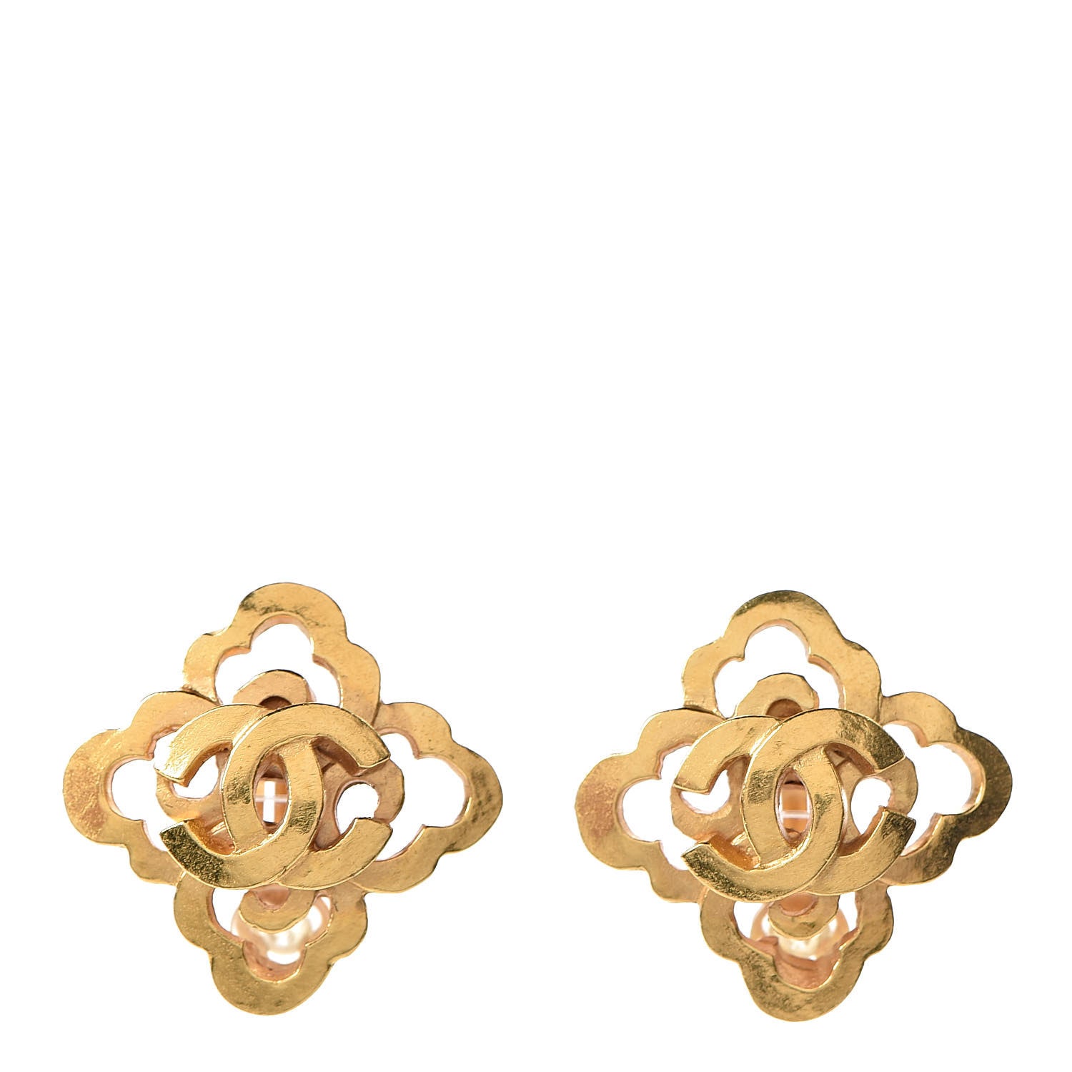 Chanel CC Cross Clip On Earrings Gold 1 of 4