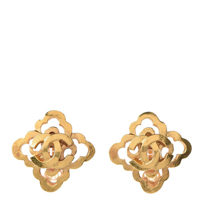 Chanel CC Cross Clip On Earrings Gold 1 of 4