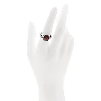 David Yurman Sterling Silver Diamond Garnet 10mm Petite Wheaton Ring 54 7 2 of 5