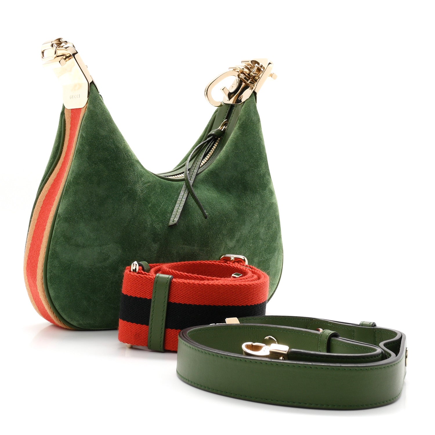 Gucci Suede Web Small Attache Shoulder Bag Cactus Green 3 of 10