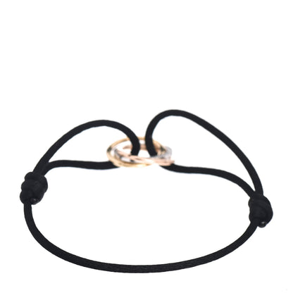 Cartier 18K White Yellow Pink Gold Diamond Trinity Cord Bracelet Black 3 of 5