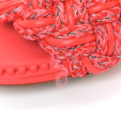 Bottega Veneta Lambskin Rope Woven Dot Sandals 38.5 Bubble Gum Tomato 14 of 14
