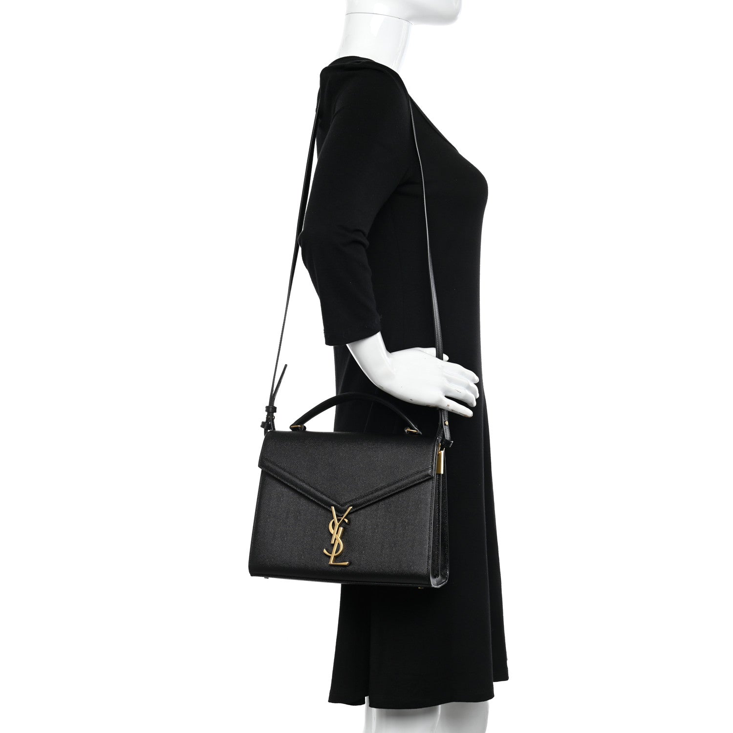 Saint Laurent Grain de Poudre Medium Classic Monogram Cassandra Top Handle Black 2 of 10