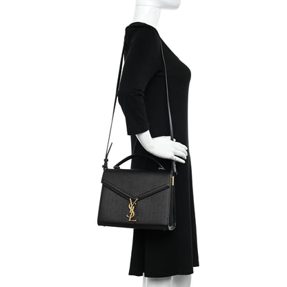 Saint Laurent Grain de Poudre Medium Classic Monogram Cassandra Top Handle Black 2 of 10