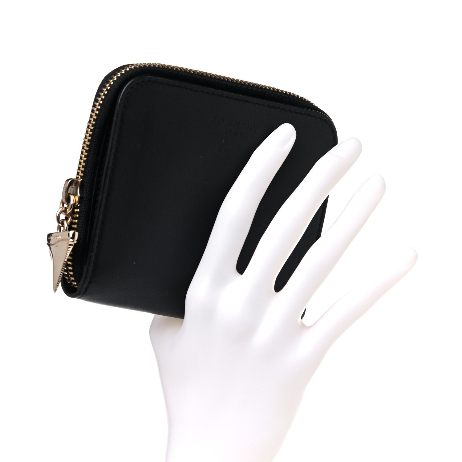 Givenchy Lambskin Shark Lock Zip Around Compact Wallet Black 2 of 9