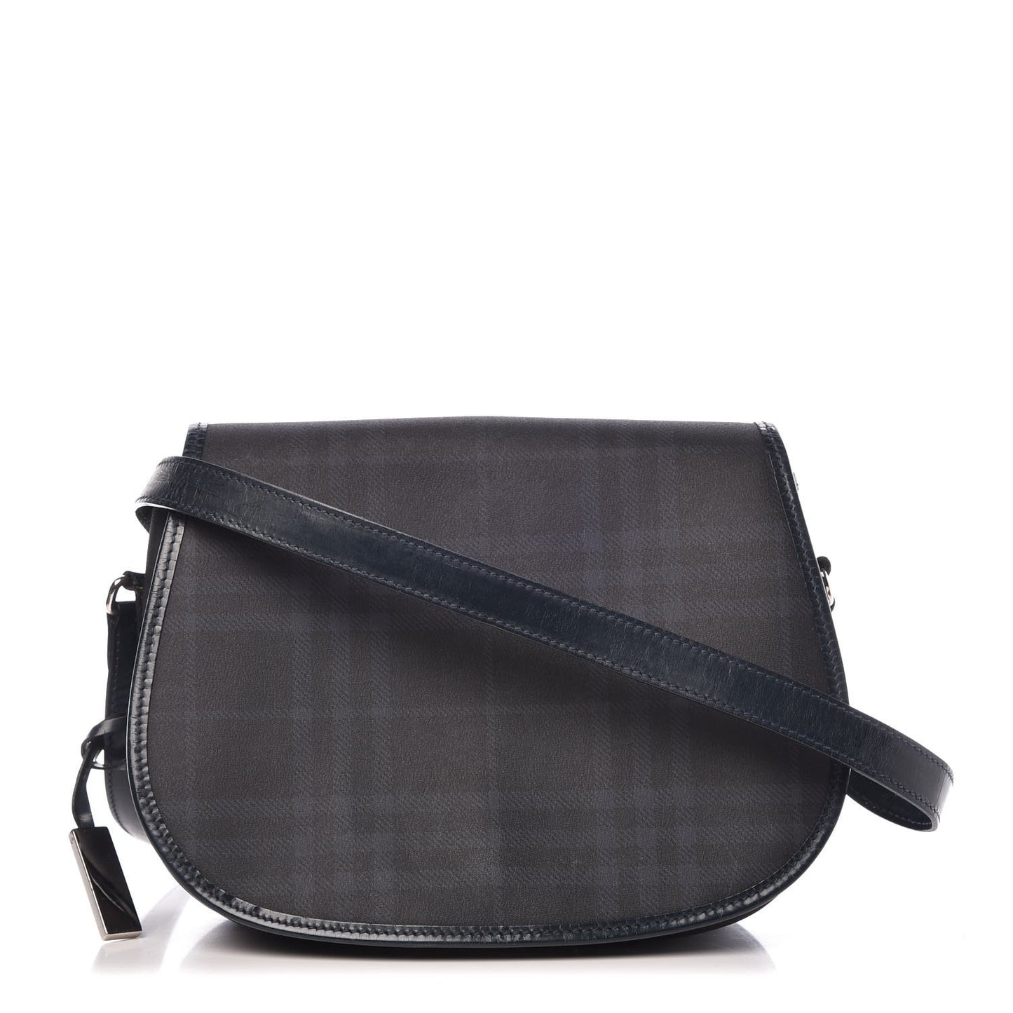 London Check Crossbody Messenger Bag Charcoal Navy