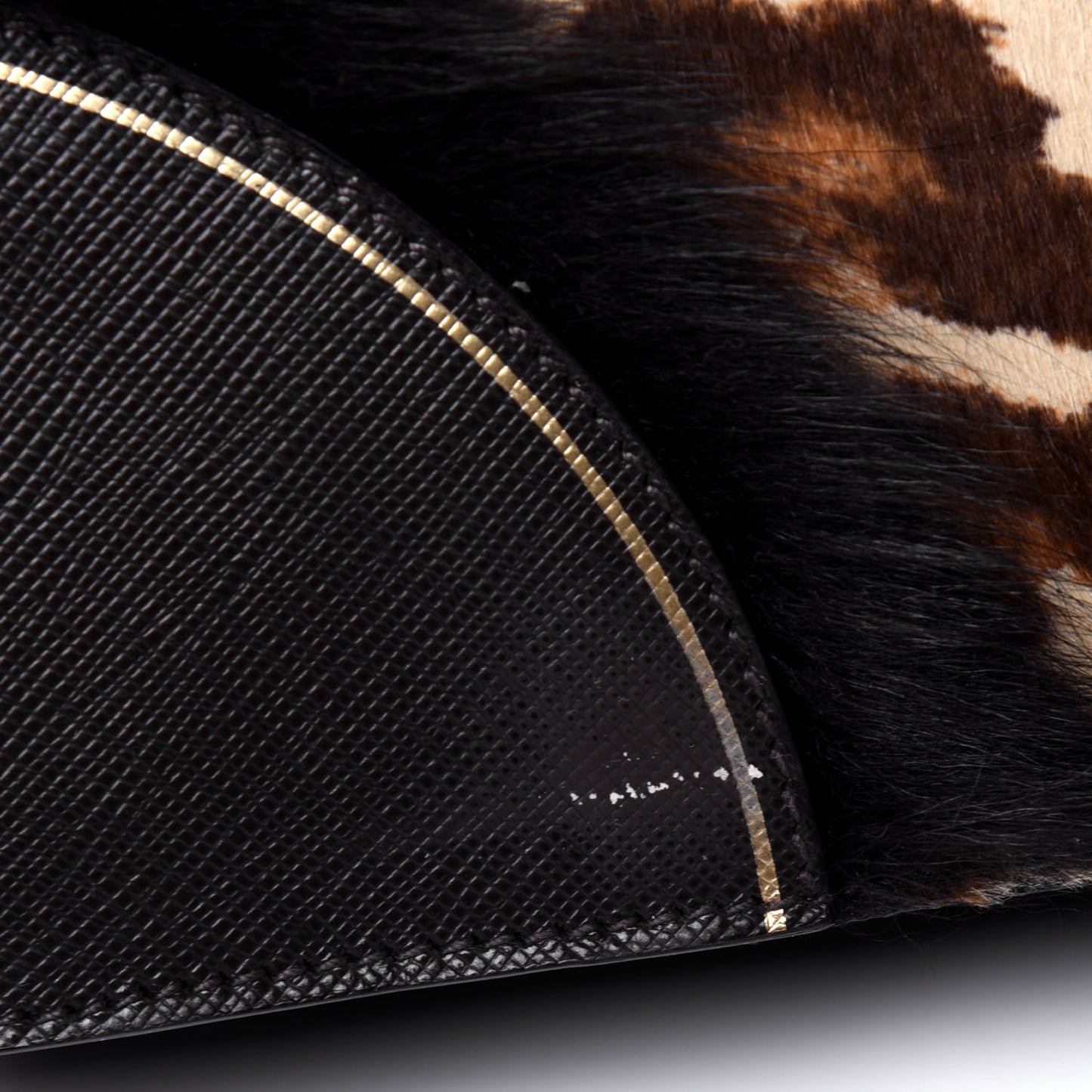 Calf Hair Leopard Print Shoulder Bag Avorio