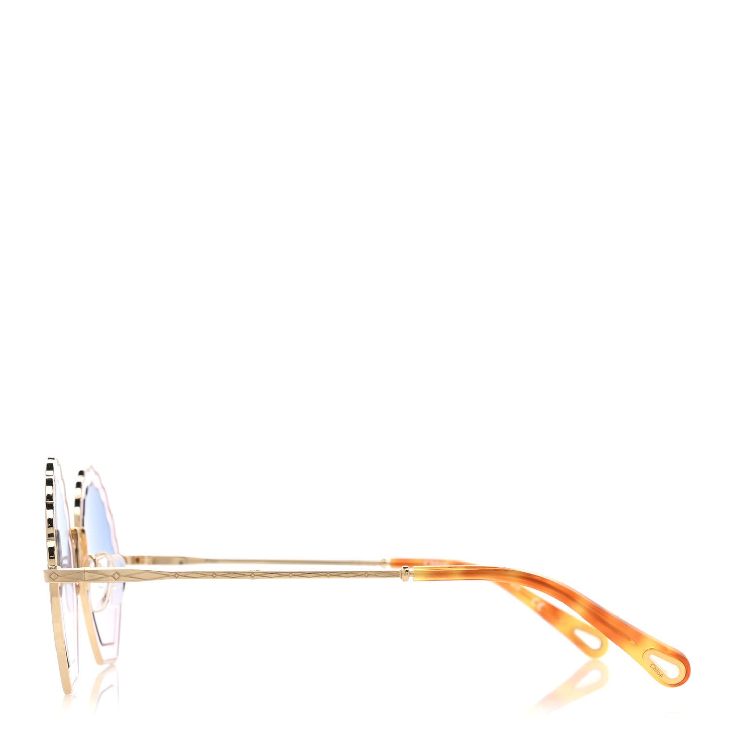 Rosie Bevelled Round Sunglasses Gold Gradient Blue