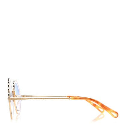 Chloe Rosie Bevelled Round Sunglasses Gold Gradient Blue 3 of 7