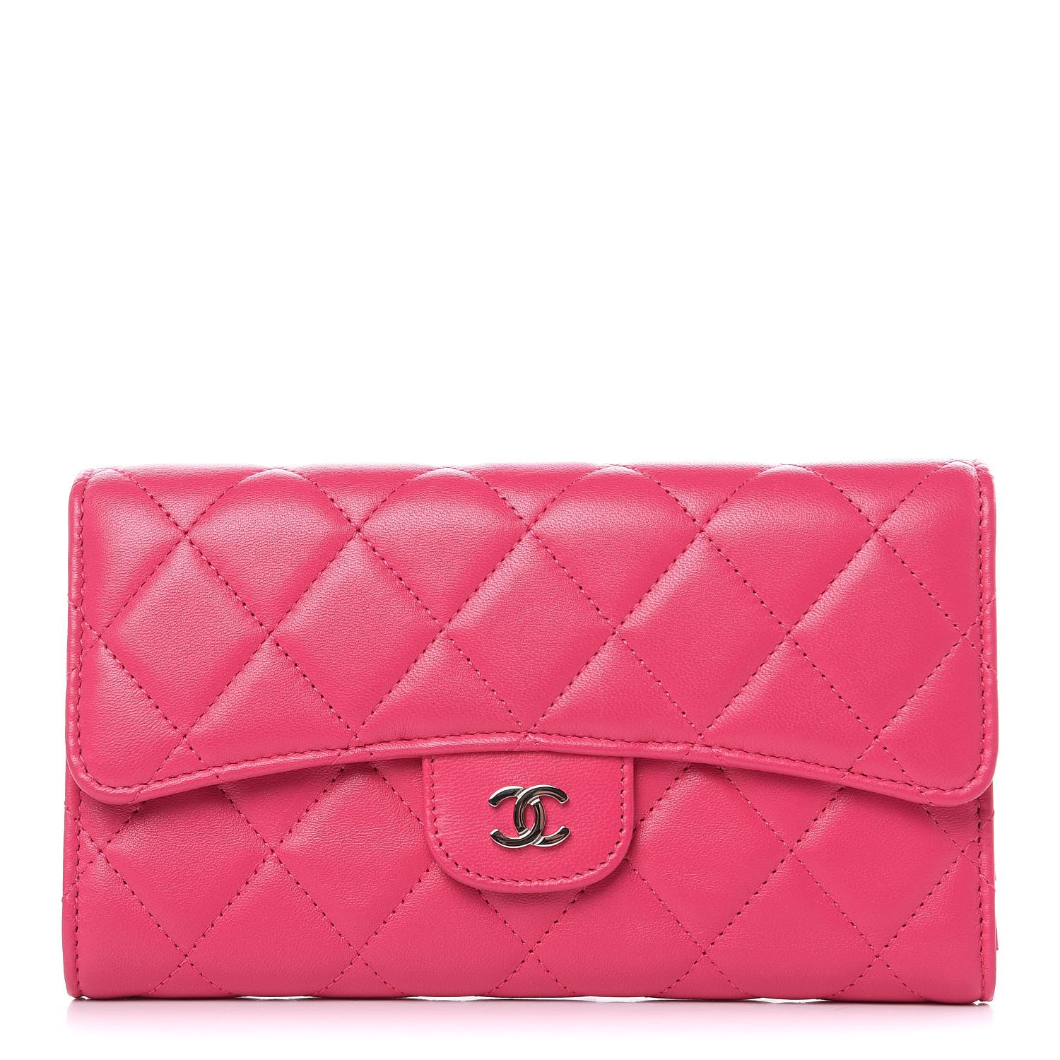 Chanel Lambskin Quilted Large Flap Wallet Pink 1 of 13